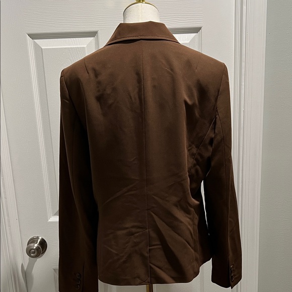 Brown Women's Blazer Faux Pockets - Picture 4 of 6